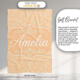 Elegant White Paisley Pattern Beige Gold Gradient Background  Personalised Custom Name Super Soft Fleece Blanket Bed Sofa Throw