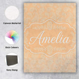 Personalised Name Elegant White Paisley Custom  Unique Gift Idea Modern Room Accent Canvas Wall Art Print Decor Picture Ready to Hang