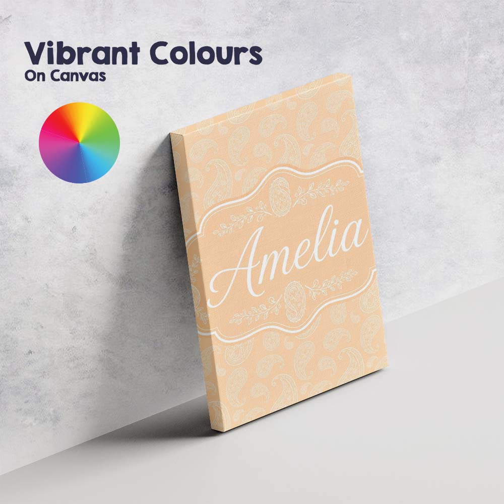 Personalised Name Elegant White Paisley Custom  Unique Gift Idea Modern Room Accent Canvas Wall Art Print Decor Picture Ready to Hang