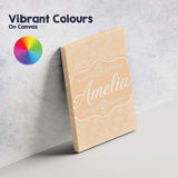 Personalised Name Elegant White Paisley Custom  Unique Gift Idea Modern Room Accent Canvas Wall Art Print Decor Picture Ready to Hang