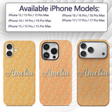 Elegant White Paisley Pattern Warm Gold Gradient Custom Name Protective Phone Case Mobile Cover Durable Everyday Smartphone Shock Resistant