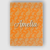 Personalised Name Elegant White Paisley Custom  Unique Gift Idea Modern Room Accent Canvas Wall Art Print Decor Picture Ready to Hang