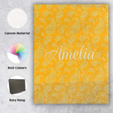 Personalised Name Elegant White Paisley Custom  Unique Gift Idea Modern Room Accent Canvas Wall Art Print Decor Picture Ready to Hang