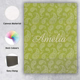 Personalised Name Elegant White Paisley Custom  Unique Gift Idea Modern Room Accent Canvas Wall Art Print Decor Picture Ready to Hang