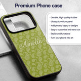 Elegant White Paisley Pattern Printed Design Custom Name Protective Phone Case Mobile Cover Durable Everyday Smartphone Shock Resistant