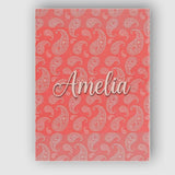 Personalised Name Elegant White Paisley Custom  Unique Gift Idea Modern Room Accent Canvas Wall Art Print Decor Picture Ready to Hang