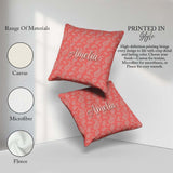 Custom Name Elegant White Paisley Pattern Pink Gradient Seamless Square Filled Cushion Throw Pillow Sofa Bed Home Decor Zip Washable UK Made