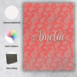 Personalised Name Elegant White Paisley Custom  Unique Gift Idea Modern Room Accent Canvas Wall Art Print Decor Picture Ready to Hang