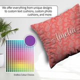 Custom Name Elegant White Paisley Pattern Pink Gradient Seamless Square Filled Cushion Throw Pillow Sofa Bed Home Decor Zip Washable UK Made