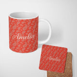Personalized Custom Name Elegant White Paisley Pattern Colar Gradient Background Seamless 11oz Ceramic Coffee Tea Mug White Large Handle
