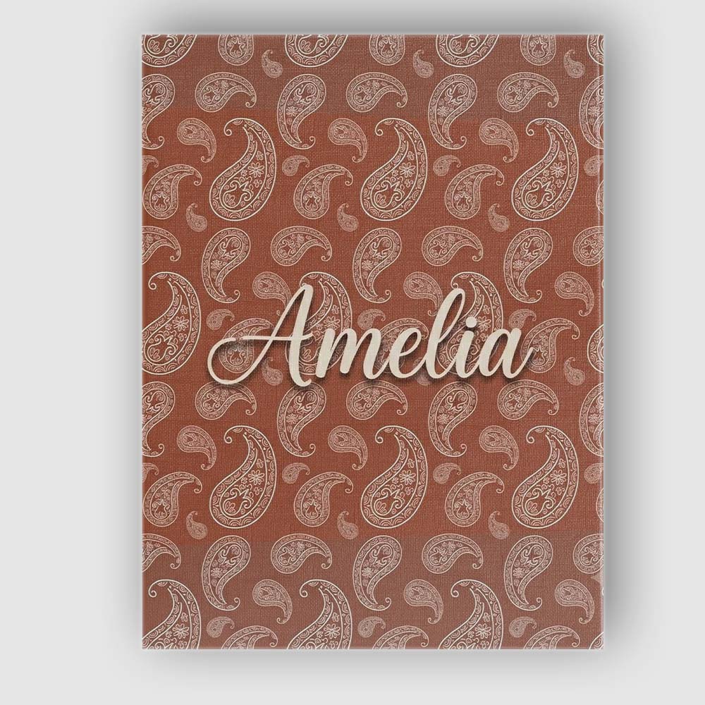 Personalised Name Elegant White Paisley Custom  Unique Gift Idea Modern Room Accent Canvas Wall Art Print Decor Picture Ready to Hang