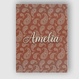 Personalised Name Elegant White Paisley Custom  Unique Gift Idea Modern Room Accent Canvas Wall Art Print Decor Picture Ready to Hang