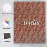 Personalised Name Elegant White Paisley Custom  Unique Gift Idea Modern Room Accent Canvas Wall Art Print Decor Picture Ready to Hang