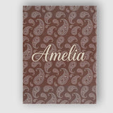 Personalised Name Elegant White Paisley Custom  Unique Gift Idea Modern Room Accent Canvas Wall Art Print Decor Picture Ready to Hang