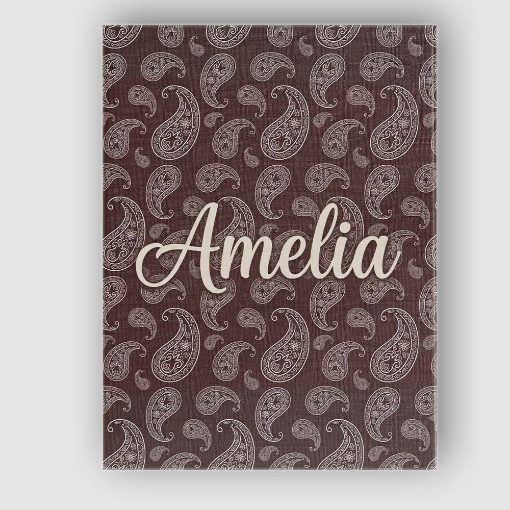 Personalised Name Elegant White Paisley Custom  Unique Gift Idea Modern Room Accent Canvas Wall Art Print Decor Picture Ready to Hang