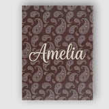 Personalised Name Elegant White Paisley Custom  Unique Gift Idea Modern Room Accent Canvas Wall Art Print Decor Picture Ready to Hang