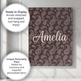 Personalised Name Elegant White Paisley Custom  Unique Gift Idea Modern Room Accent Canvas Wall Art Print Decor Picture Ready to Hang