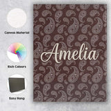 Personalised Name Elegant White Paisley Custom  Unique Gift Idea Modern Room Accent Canvas Wall Art Print Decor Picture Ready to Hang