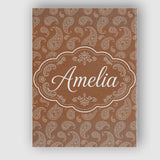 Personalised Name Elegant White Paisley Custom  Unique Gift Idea Modern Room Accent Canvas Wall Art Print Decor Picture Ready to Hang