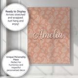 Personalised Name Elegant White Paisley Custom  Unique Gift Idea Modern Room Accent Canvas Wall Art Print Decor Picture Ready to Hang