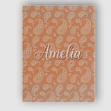 Personalised Name Elegant White Paisley Custom  Unique Gift Idea Modern Room Accent Canvas Wall Art Print Decor Picture Ready to Hang