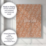 Personalised Name Elegant White Paisley Custom  Unique Gift Idea Modern Room Accent Canvas Wall Art Print Decor Picture Ready to Hang