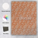 Personalised Name Elegant White Paisley Custom  Unique Gift Idea Modern Room Accent Canvas Wall Art Print Decor Picture Ready to Hang