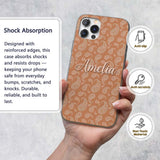 Elegant White Paisley Pattern Golden Tan Gradient Custom Name Protective Phone Case Mobile Cover Durable Everyday Smartphone Shock Resistant
