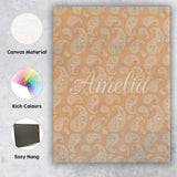 Personalised Name Elegant White Paisley Custom  Unique Gift Idea Modern Room Accent Canvas Wall Art Print Decor Picture Ready to Hang