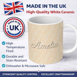 Personalized Custom Name Elegant White Paisley Pattern Light Cream Beige Gradient Background 11oz Ceramic Coffee Tea Mug White Large Handle