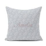 Custom Name Elegant White Paisley Cool Steel Gradient Background Square Filled Cushion Throw Pillow Sofa Bed Home Decor Zip Washable UK Made