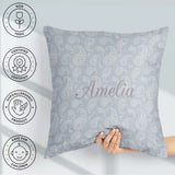 Custom Name Elegant White Paisley Cool Steel Gradient Background Square Filled Cushion Throw Pillow Sofa Bed Home Decor Zip Washable UK Made