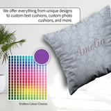 Custom Name Elegant White Paisley Cool Steel Gradient Background Square Filled Cushion Throw Pillow Sofa Bed Home Decor Zip Washable UK Made