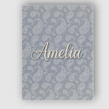 Personalised Name Elegant White Paisley Custom  Unique Gift Idea Modern Room Accent Canvas Wall Art Print Decor Picture Ready to Hang