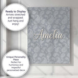 Personalised Name Elegant White Paisley Custom  Unique Gift Idea Modern Room Accent Canvas Wall Art Print Decor Picture Ready to Hang