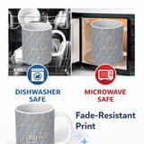 Personalized Custom Name Elegant White Paisley Pattern Deep Charcoal Grey Gradient 11oz Ceramic Coffee Tea Mug White Large Handle