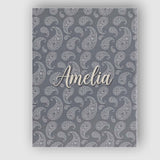 Personalised Name Elegant White Paisley Custom  Unique Gift Idea Modern Room Accent Canvas Wall Art Print Decor Picture Ready to Hang