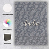 Personalised Name Elegant White Paisley Custom  Unique Gift Idea Modern Room Accent Canvas Wall Art Print Decor Picture Ready to Hang