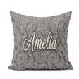 Custom Name Elegant White Paisley Rich Black Gradient Background Square Filled Cushion Throw Pillow Sofa Bed Home Decor Zip Washable UK Made
