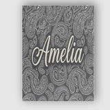 Personalised Name Elegant White Paisley Custom  Unique Gift Idea Modern Room Accent Canvas Wall Art Print Decor Picture Ready to Hang