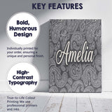 Personalised Name Elegant White Paisley Custom  Unique Gift Idea Modern Room Accent Canvas Wall Art Print Decor Picture Ready to Hang