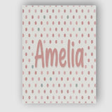Personalised Name Cute Pastel Polka Dot Custom  Modern Room Accent Elegant Feature Canvas Wall Art Print Decor Picture Ready to Hang