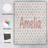 Personalised Name Cute Pastel Polka Dot Custom  Modern Room Accent Elegant Feature Canvas Wall Art Print Decor Picture Ready to Hang