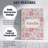 Personalised Name Cute Hand Drawn Floral Custom  Unique Gift Idea Elegant Feature Canvas Wall Art Print Decor Picture Ready to Hang