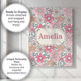 Personalised Name Cute Hand Drawn Floral Custom  Unique Gift Idea Elegant Feature Canvas Wall Art Print Decor Picture Ready to Hang