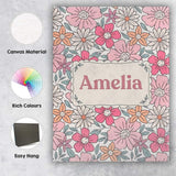 Personalised Name Cute Hand Drawn Floral Custom  Unique Gift Idea Elegant Feature Canvas Wall Art Print Decor Picture Ready to Hang