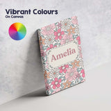 Personalised Name Cute Hand Drawn Floral Custom  Unique Gift Idea Elegant Feature Canvas Wall Art Print Decor Picture Ready to Hang