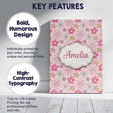 Personalised Name Cute Hand Drawn Floral Custom  Unique Gift Idea Elegant Feature Canvas Wall Art Print Decor Picture Ready to Hang