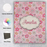 Personalised Name Cute Hand Drawn Floral Custom  Unique Gift Idea Elegant Feature Canvas Wall Art Print Decor Picture Ready to Hang
