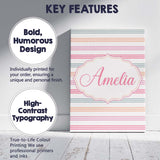 Personalised Name Cute Pastel Horizontal Custom  Unique Gift Idea Elegant Feature Canvas Wall Art Print Decor Picture Ready to Hang